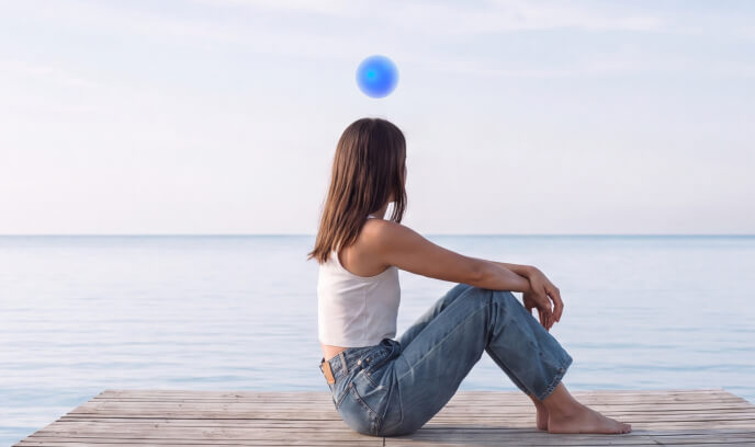 Relaxing person on pier